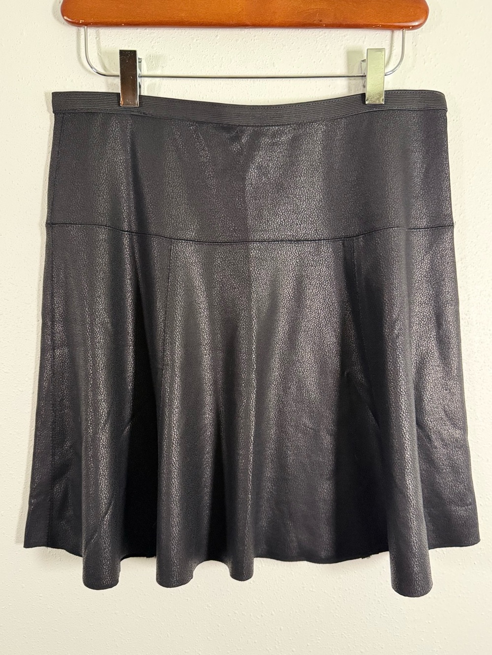 Karen Kane Faux Leather Fit Flare Skirt Black Size Small